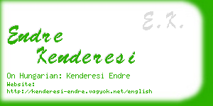 endre kenderesi business card